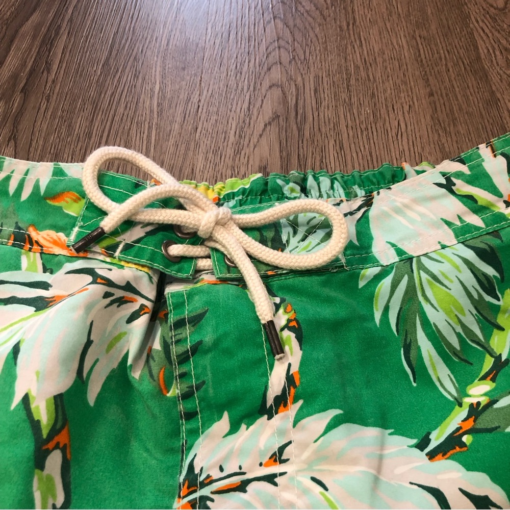 Polo Ralph Lauren Hawaiian Swim Trunks Lined Men’s Large Green Orange Floral - Picture 5 of 7